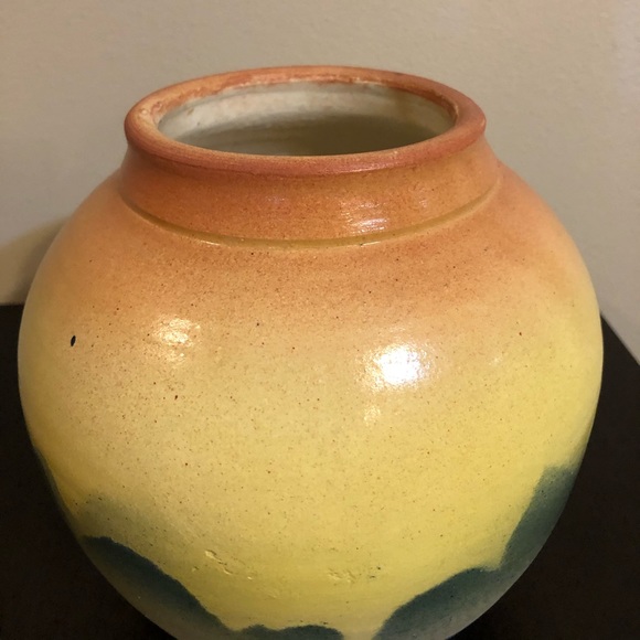 Colorful Abstract Print Orange Yellow & Blue Vase - Picture 5 of 6